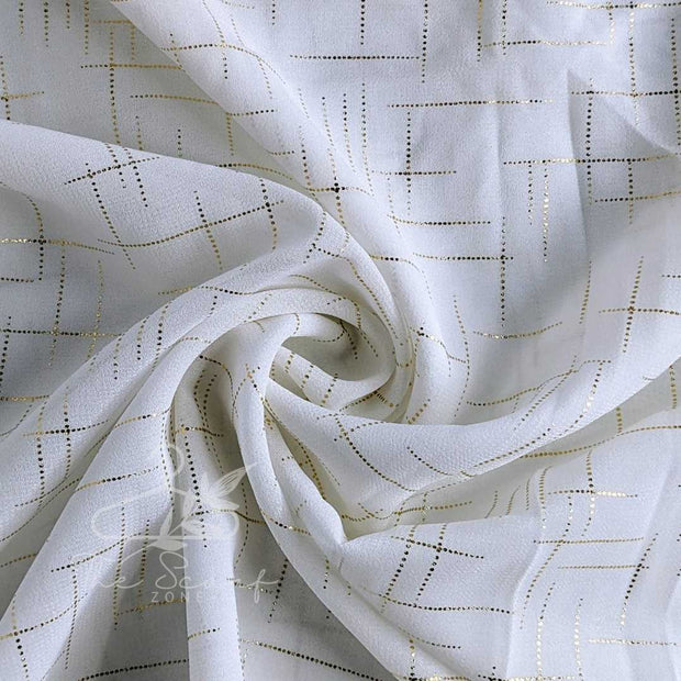 Chiffon Golden Checkered - White